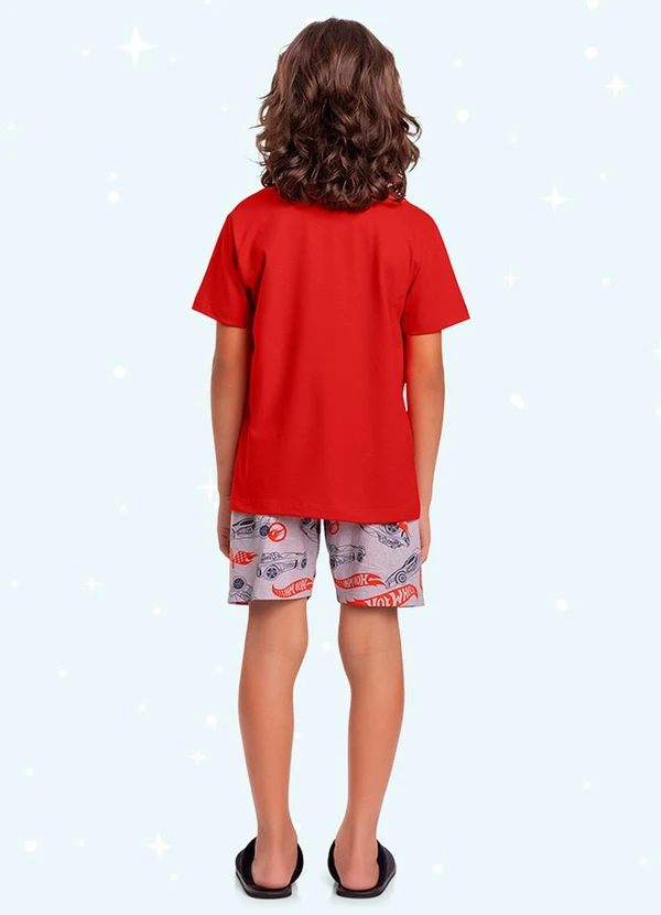 Fakini Kids - Cj.Pijama Camis./Bermuda Hotwheels Laranja 2