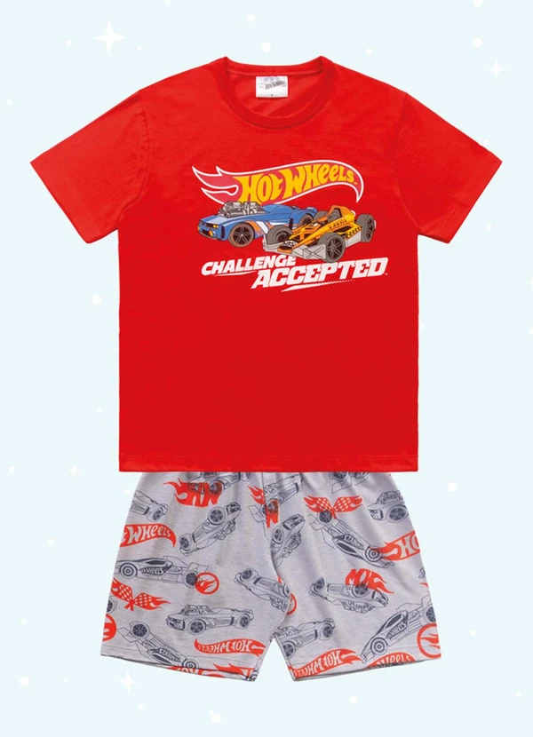 Fakini Kids - Cj.Pijama Camis./Bermuda Hotwheels Laranja 3