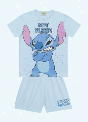 Fakini Kids - Cj.Pijama Camis./Bermuda Lilo & Stitch Azul - FAKINI KIDS
