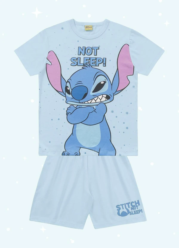 Fakini Kids - Cj.Pijama Camis./Bermuda Lilo & Stitch Azul