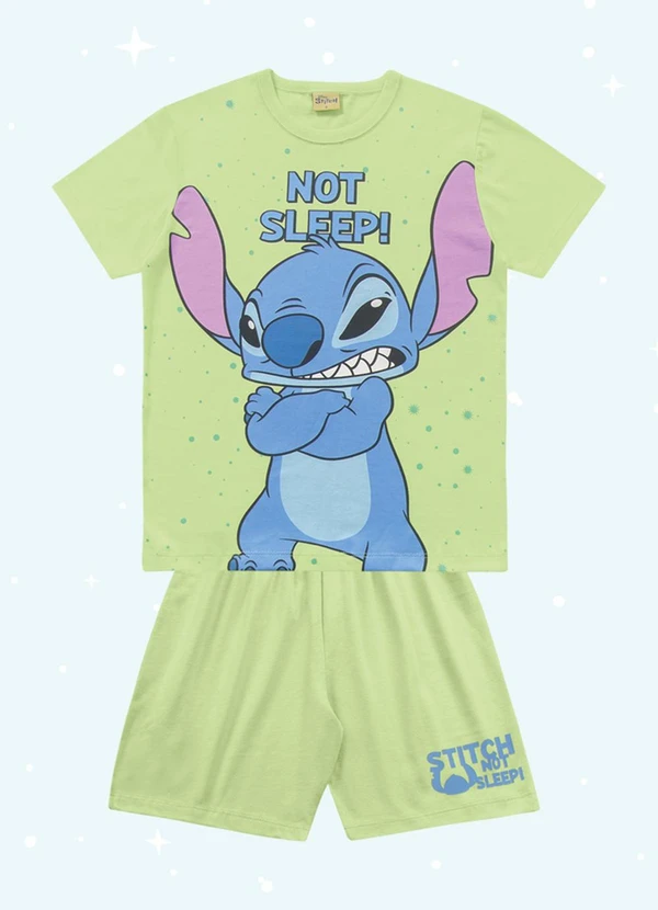 Fakini Kids - Cj.Pijama Camis/Bermuda Lilo & Stitch Verde 2