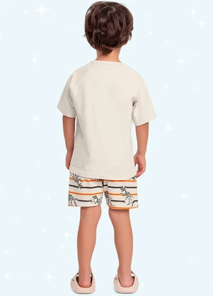 Fakini Kids - Cj.Pijama Camiseta/Bermuda Bege - FAKINI KIDS