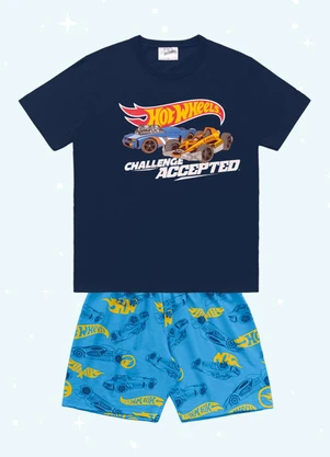 Fakini Kids - Cj.Pijama Camiseta/Bermuda Hotwheels Azul - FAKINI KIDS