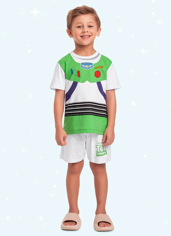 Fakini Kids - Cj.Pijama Camiseta/Bermuda Toy Story Branco