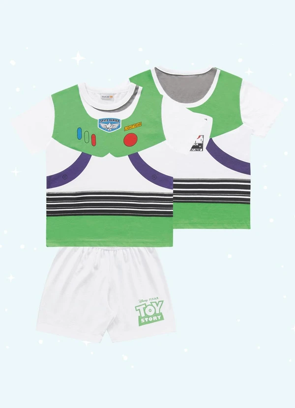 Fakini Kids - Cj.Pijama Camiseta/Bermuda Toy Story Branco 3