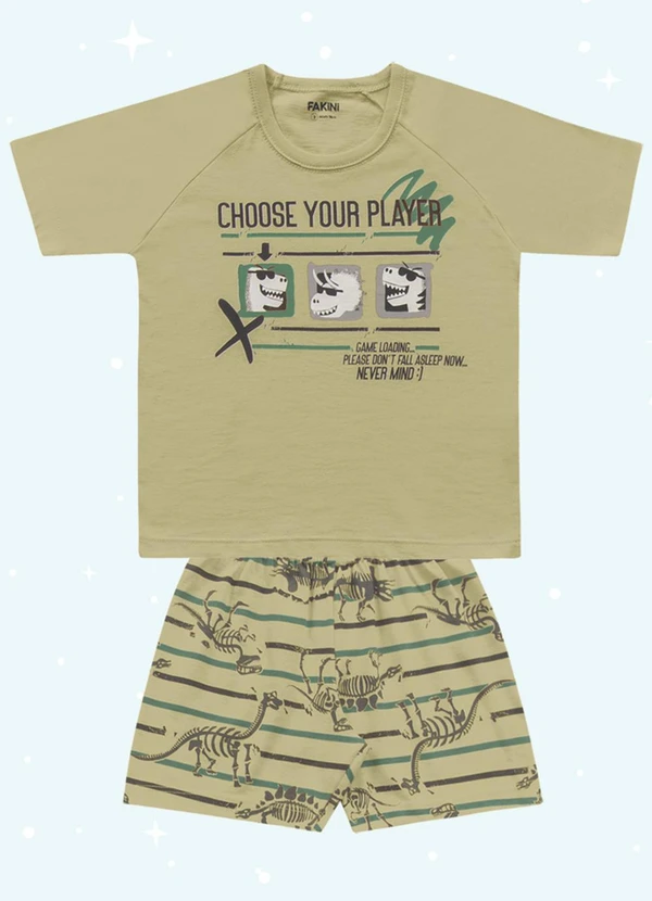 Fakini Kids - Cj.Pijama Camiseta/Bermuda Verde