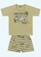 Fakini Kids - Cj.Pijama Camiseta/Bermuda Bege - variação: Verde