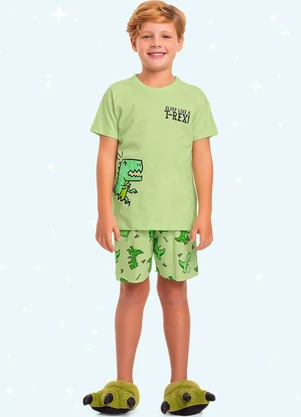 Fakini Kids - Cj.Pijama Camiseta/Bermuda Verde - FAKINI KIDS