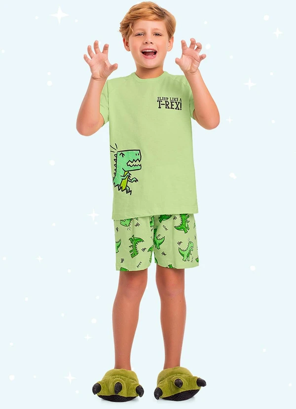Fakini Kids - Cj.Pijama Camiseta/Bermuda Verde 3