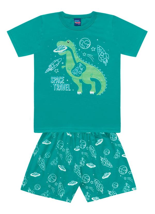 Kiko e Kika - Conj Pijama Camiseta/Bermuda Verde