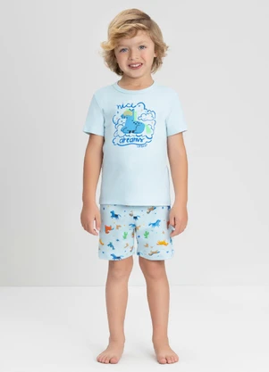 Conjunto de Pijama Camiseta e Bermuda Up Baby Azul - UP BABY