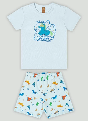 Conjunto de Pijama Camiseta e Bermuda Up Baby Azul - UP BABY