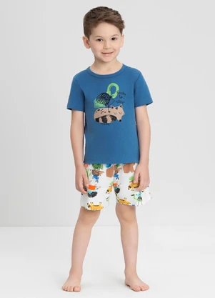 Up Baby - Conjunto de Pijama Camiseta e Bermuda Azul - UP BABY