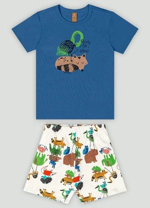 Up Baby - Conjunto de Pijama Camiseta e Bermuda Azul - UP BABY
