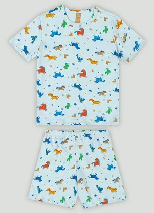 Conjunto de Pijama Camiseta e Bermuda Up Baby Azul - UP BABY