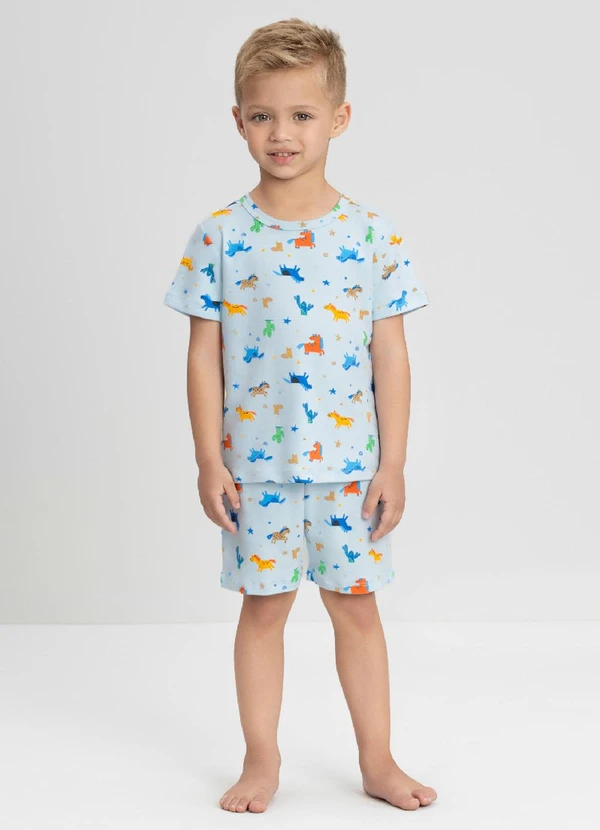 Up Baby - Conjunto de Pijama Camiseta e Bermuda Up Baby Azul
