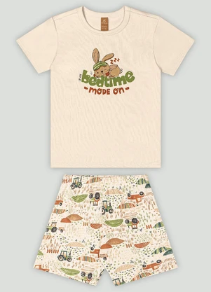 Up Baby - Conjunto de Pijama Camiseta e Bermuda Bege - UP BABY