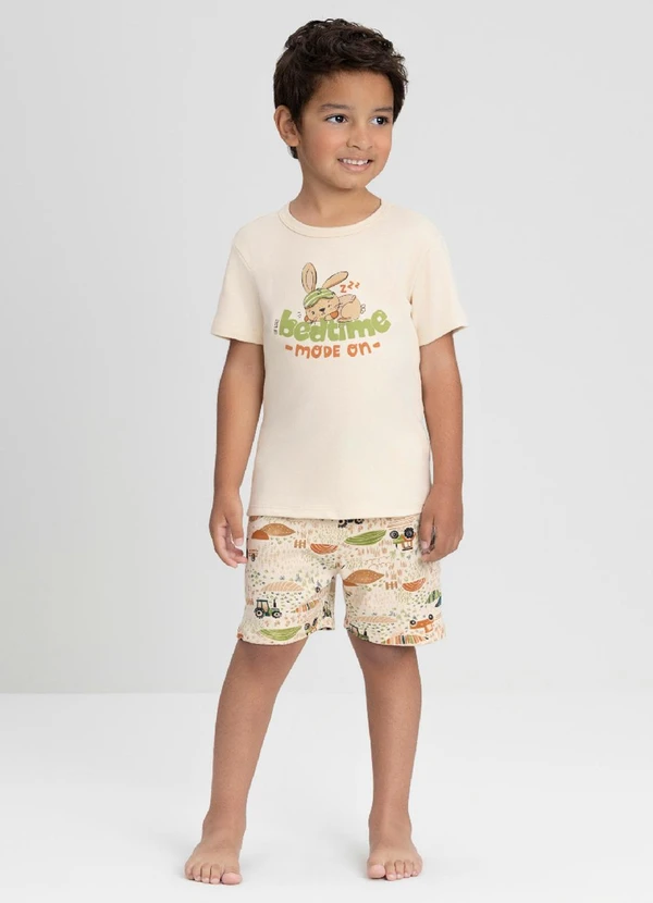 Up Baby - Conjunto de Pijama Camiseta e Bermuda Bege