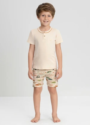 Conjunto de Pijama Camiseta e Shorts Up Baby Bege - UP BABY