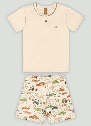 Conjunto de Pijama Camiseta e Shorts Up Baby Bege - UP BABY