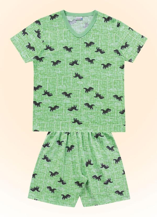 Fakini Kids - Conjunto Pijama Camiseta Decote V/Bermuda Verde 3