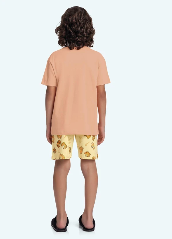 Fakini Kids - Conjunto Pijama Camiseta e Bermuda Laranja 2
