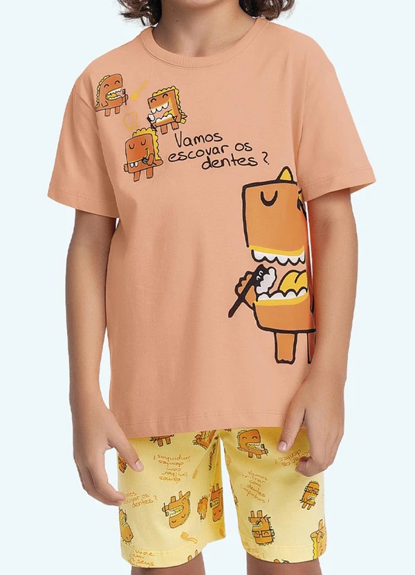 Fakini Kids - Conjunto Pijama Camiseta e Bermuda Laranja 3