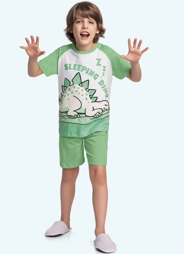 Fakini Kids - Conjunto Pijama Camiseta e Bermuda Verde