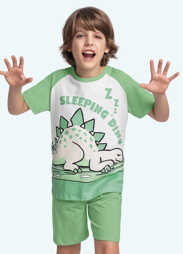 Fakini Kids - Conjunto Pijama Camiseta e Bermuda Verde 2
