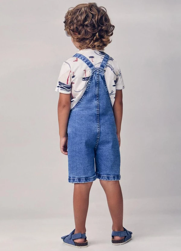 Youccie - Jardineira Jeans com Patch Azul 2