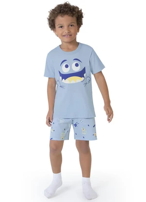 Malwee Kids - Pijama Azul Claro Monstrinho Menino - MALWEE KIDS