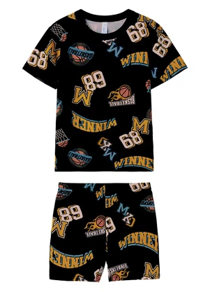 Malwee Kids - Pijama Basketball que Brilha no Escuro Preto - MALWEE KIDS