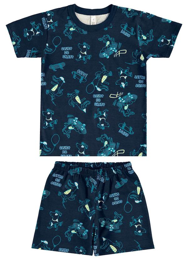 Malwee Kids - Pijama Bichinhos Skatistas Brilha no Escuro Azul