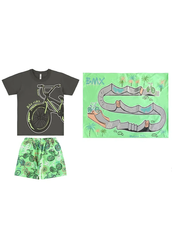 Malwee Kids - Pijama Bike e Fronha Cinza Chumbo 2