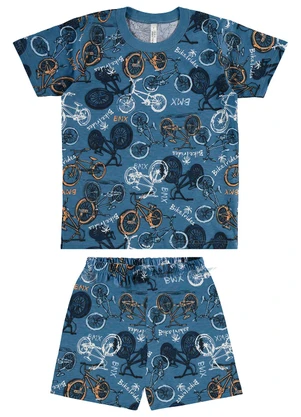 Malwee Kids - Pijama Bikes que Brilha no Escuro Azul Escuro - MALWEE KIDS