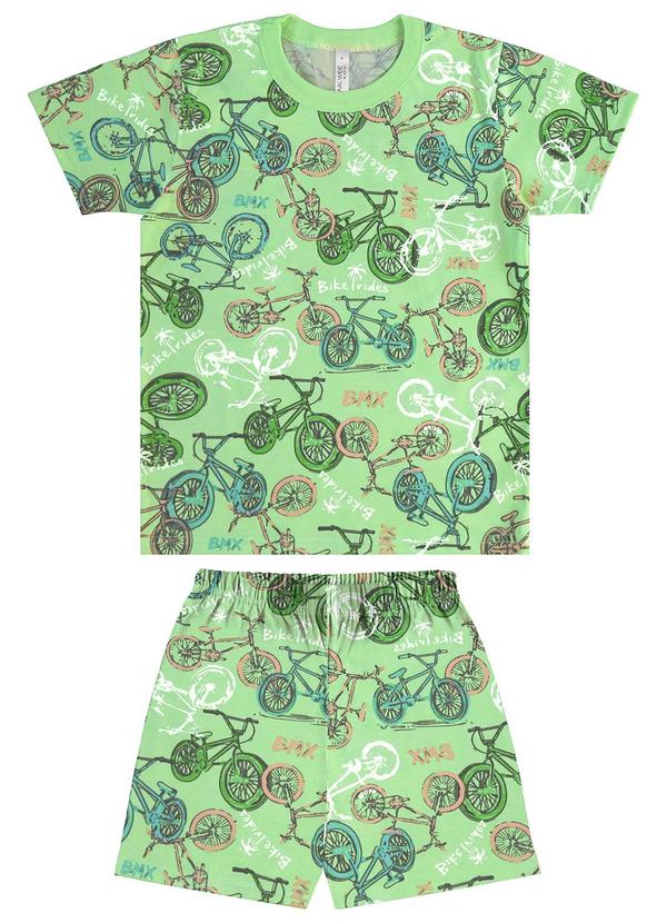 Malwee Kids - Pijama Bikes que Brilha no Escuro Verde Claro