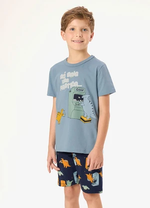 Rovi Kids - Pijama Camiseta com Bermuda Infantil Azul - ROVI KIDS