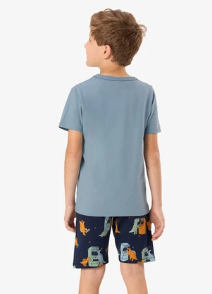 Rovi Kids - Pijama Camiseta com Bermuda Infantil Azul - ROVI KIDS