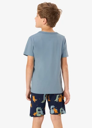 Rovi Kids - Pijama Camiseta com Bermuda Infantil Azul - ROVI KIDS