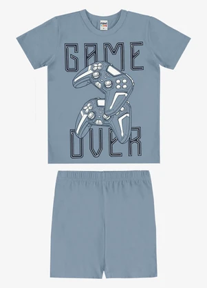 Rovi Kids - Pijama Camiseta com Bermuda Infantil Azul - ROVI KIDS