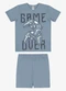 Rovi Kids - Pijama Camiseta com Bermuda Infantil Preto - variação: Azul