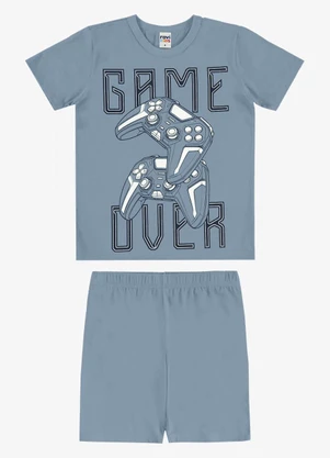Rovi Kids - Pijama Camiseta com Bermuda Infantil Azul - ROVI KIDS