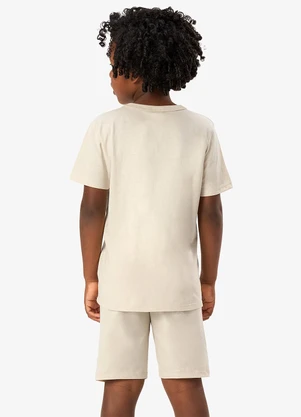 Rovi Kids - Pijama Camiseta com Bermuda Infantil Bege - ROVI KIDS