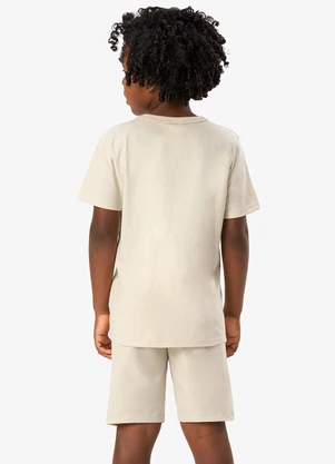 Rovi Kids - Pijama Camiseta com Bermuda Infantil Bege - ROVI KIDS