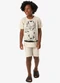 Rovi Kids - Pijama Camiseta com Bermuda Infantil Verde - variação: Bege