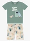 Rovi Kids - Pijama Camiseta com Bermuda Infantil Azul - variação: Verde