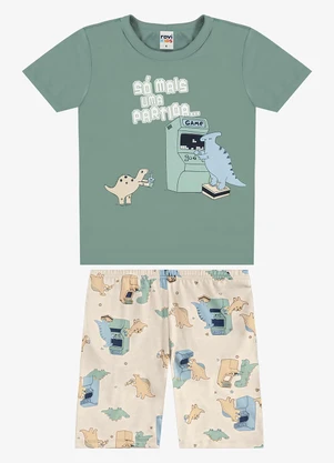 Rovi Kids - Pijama Camiseta com Bermuda Infantil Verde - ROVI KIDS