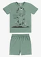 Rovi Kids - Pijama Camiseta com Bermuda Infantil Bege - variação: Verde