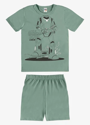 Rovi Kids - Pijama Camiseta com Bermuda Infantil Verde - ROVI KIDS