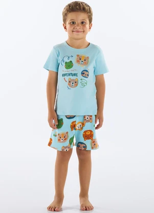 Up Baby - Pijama Camiseta e Bermuda Infantil Azul - UP BABY